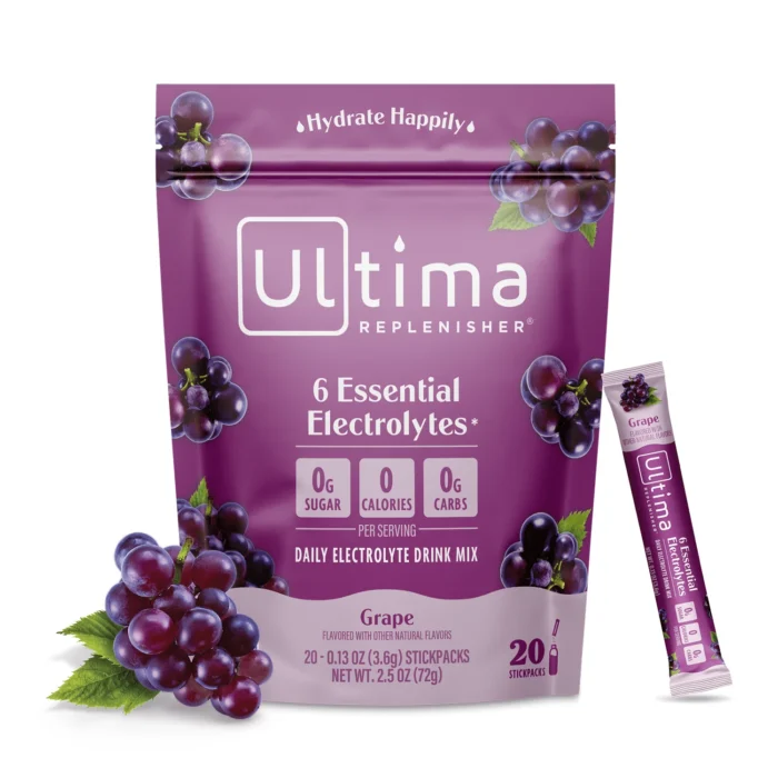 Ultima Replenisher Hydration Electrolyte Drink Mix Powder Packets, Keto, Sugar-Free Grape, 20 Ct - Image 1