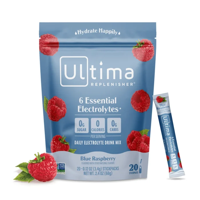 Ultima Replenisher Hydration Electrolyte Drink Mix Powder Packets, Sugar-Free Blue Raspberry, 20 Ct - Image 1