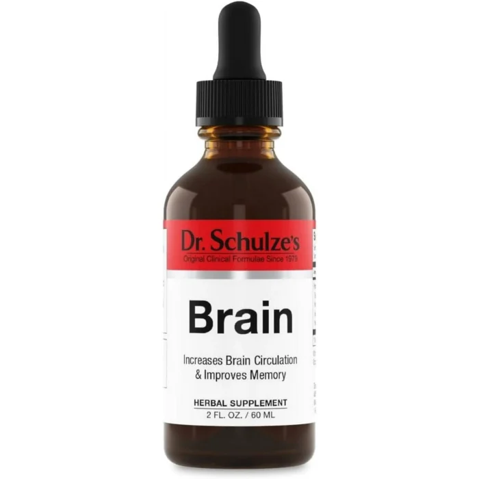 Dr.Schulze's Brain Herbal Supplements with Ginkgo Biloba for Memory and Focus, Vegan,Stimulates Circulation 2 oz. - Image 1