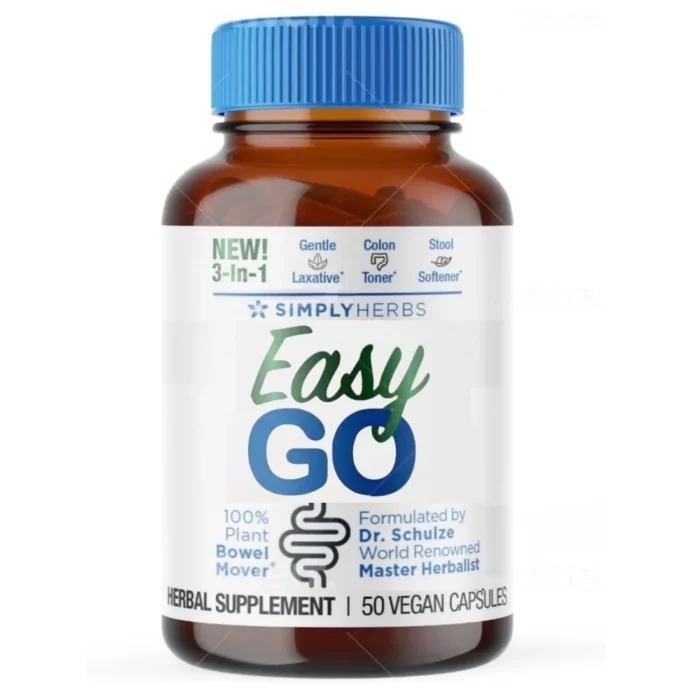 Dr. Schulze's Easy GO - Formulated Gentle Laxative Constipation Relief , Colon Toner & Stool Softener | 100% Plant Natural Bowel Cleanse - Promotes Regular Bowel Movements - 50 Count Vegan Capsules - Image 1