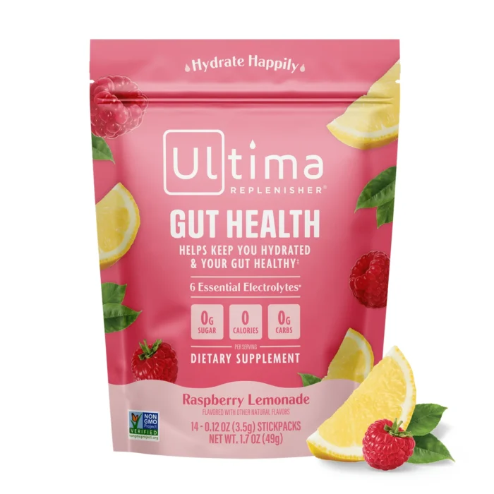 Ultima Replenisher Gut Health Supplement and Electrolytes Powder - Raspberry Lemonade, 14 Stickpacks - Image 1