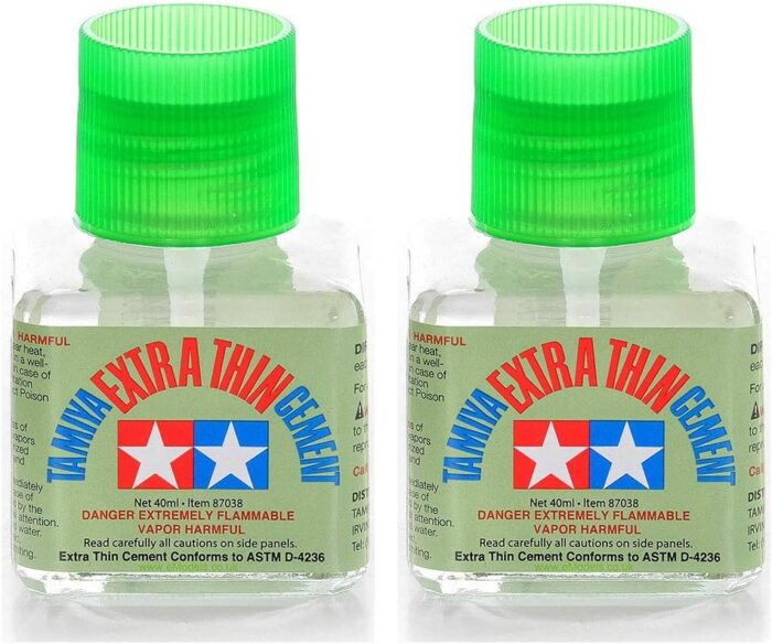 Tamiya 87038 Extra Thin Cement Glue Fine Tip 40ml 2 Pack - Image 1