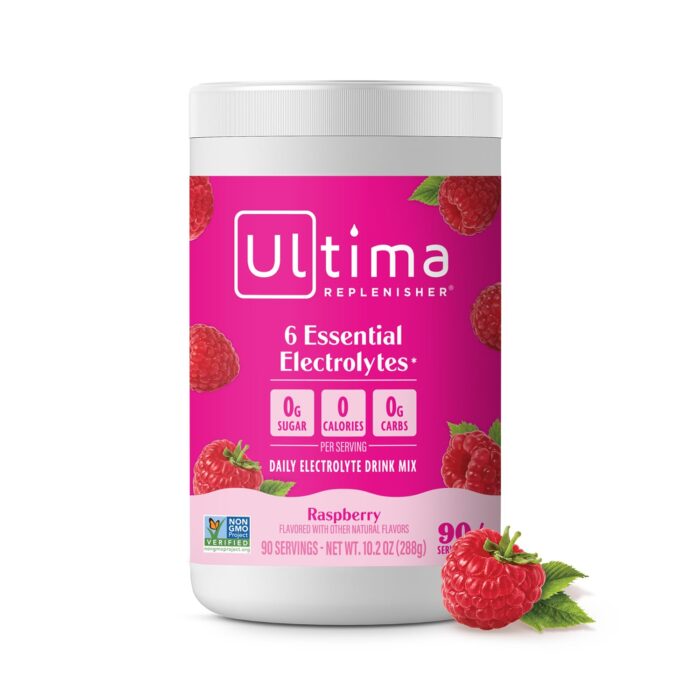 Ultima Replenisher Daily Electrolyte Powder Drink Mix – Raspberry, 90 Servings – Hydration Powder with 6 Key Electrolytes and Trace Minerals - Image 1